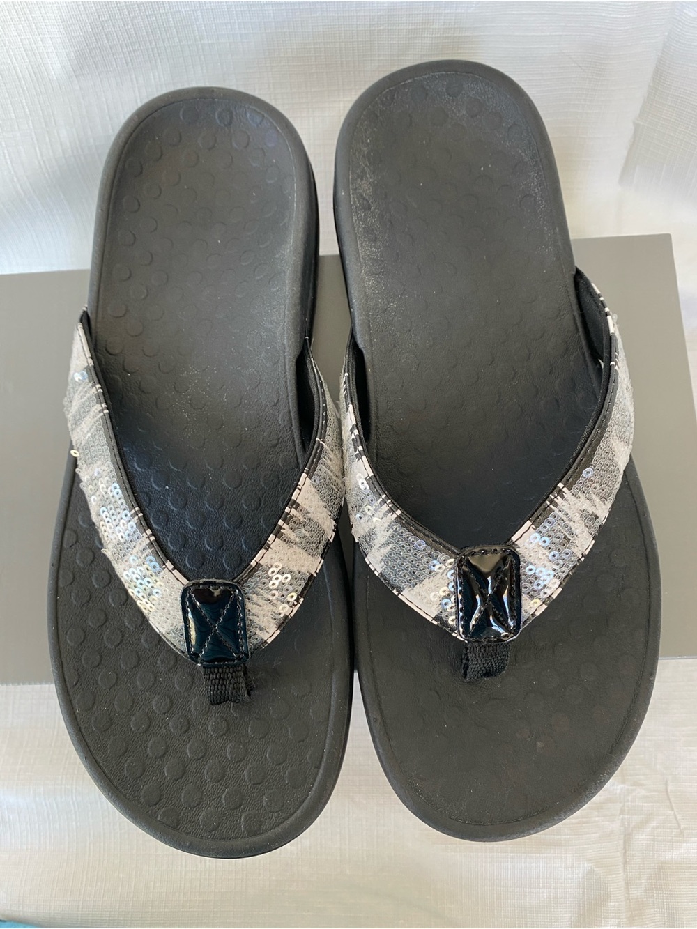 Vionic Zebra Sequin Sandals, Size 7